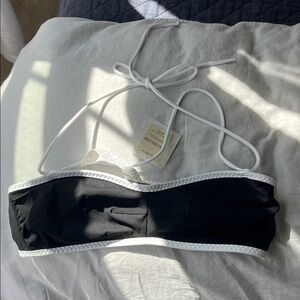 Fabletics Black Bandeau Bikini Top with White Trim